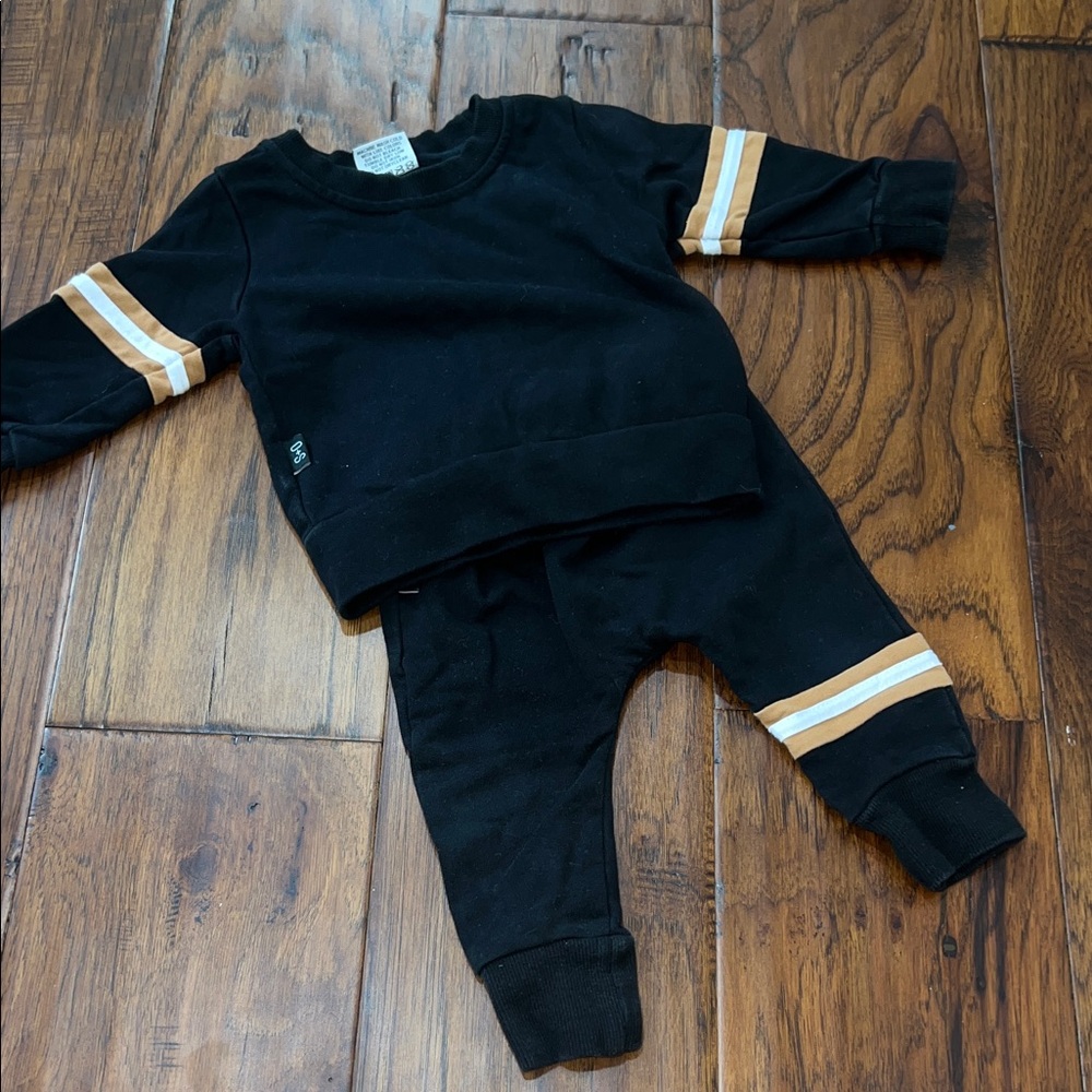 Kids Black and Tan Striped Matching Set